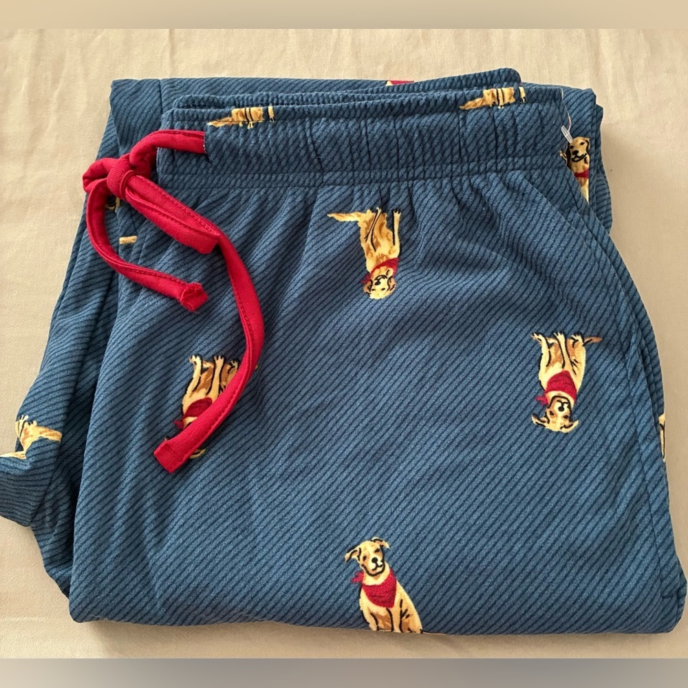 NWOT Cuddl Duds Men’s Sleepwear, Navy Pants w/Golden Retriever Pattern; Size M - Picture 7 of 10